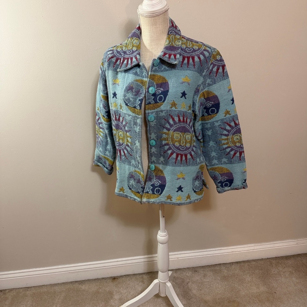 Sun & Moon Celestial Patterned Button Front Jacke… - image 7